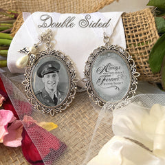 Photo Bridal Bouquet Charm-With You Today and Always-Memorial Wedding Remembrance Gift for Bride