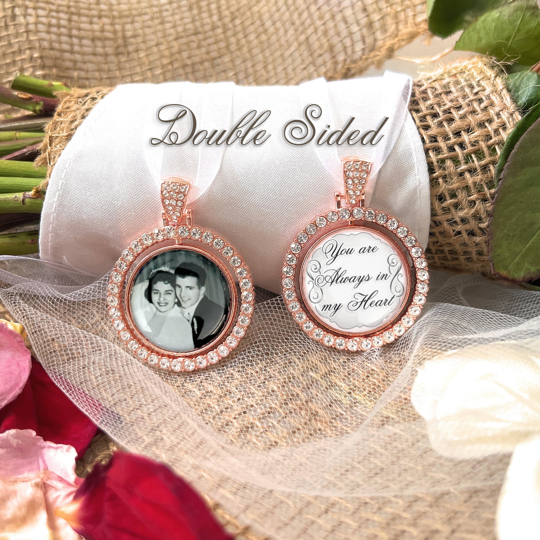 Loss of Brother or Sister-Photo Memorial Bouquet Charm for Bride-Wedding Remembrance Gift-Attach to Bridal Bouquet