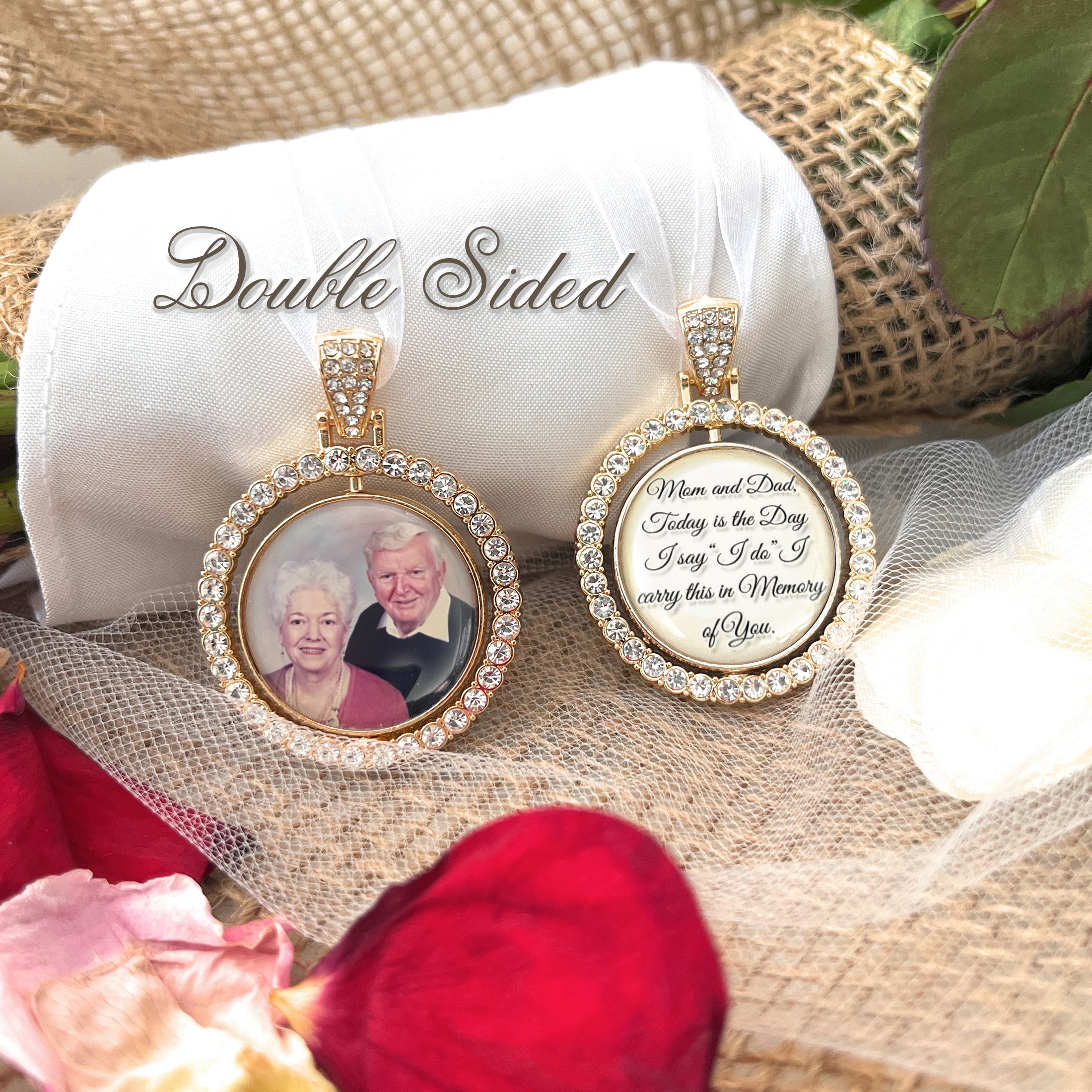 Wedding Memorial Gift-Photo Memorial Bouquet Charm for Wedding Remembrance-Loss of Mom Dad