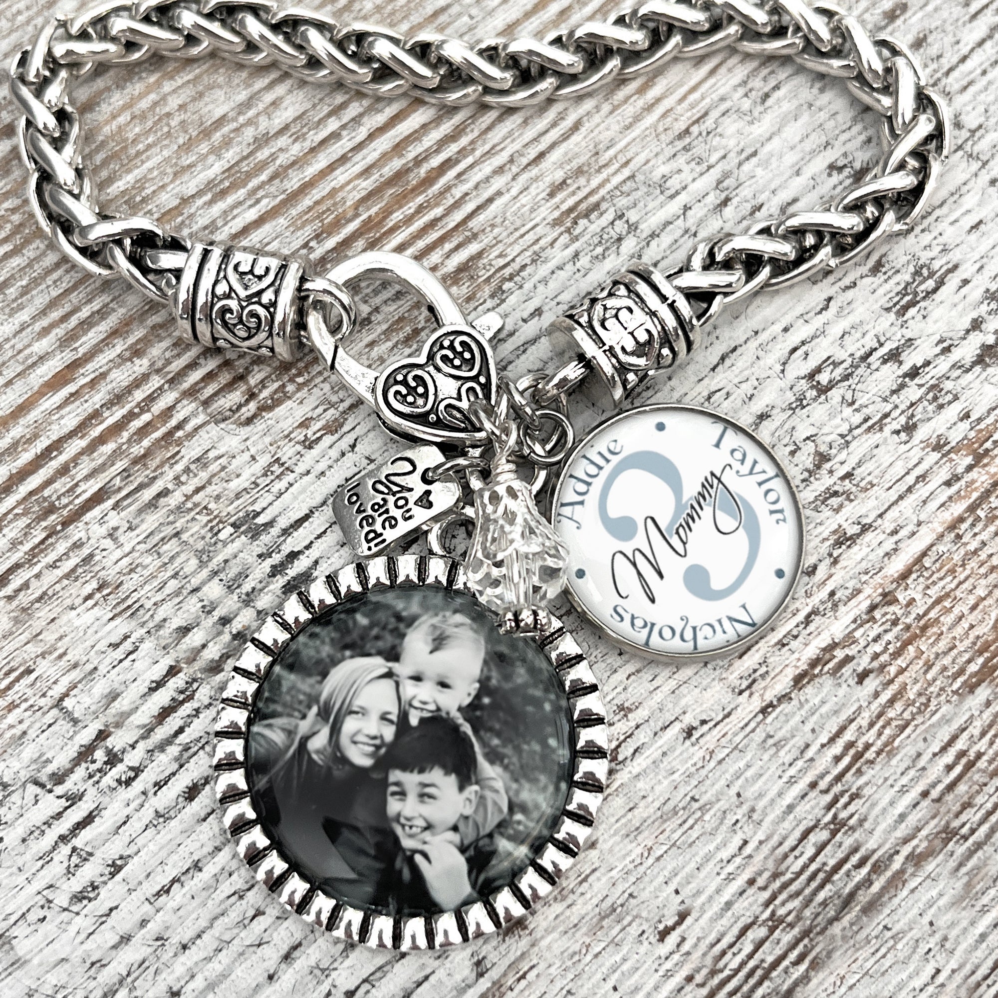 Mommy Bracelet with Children's Names-Custom Photo Mom Gift-Christmas Gifts for Grandma--Mother's Day-Birthday-Christmas-Nana-Mimi-Gigi-Memaw
