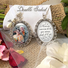 Memorial Photo Bridal Bouquet Charm-Custom Photo and Inspirational Saying