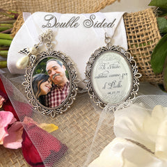 Memory Charm for Wedding Bouquet with Custom Photo and Keepsake Saying
