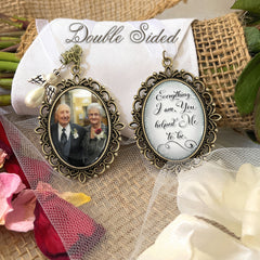 Memory Charm for Wedding Bouquet with Custom Photo and Keepsake Saying