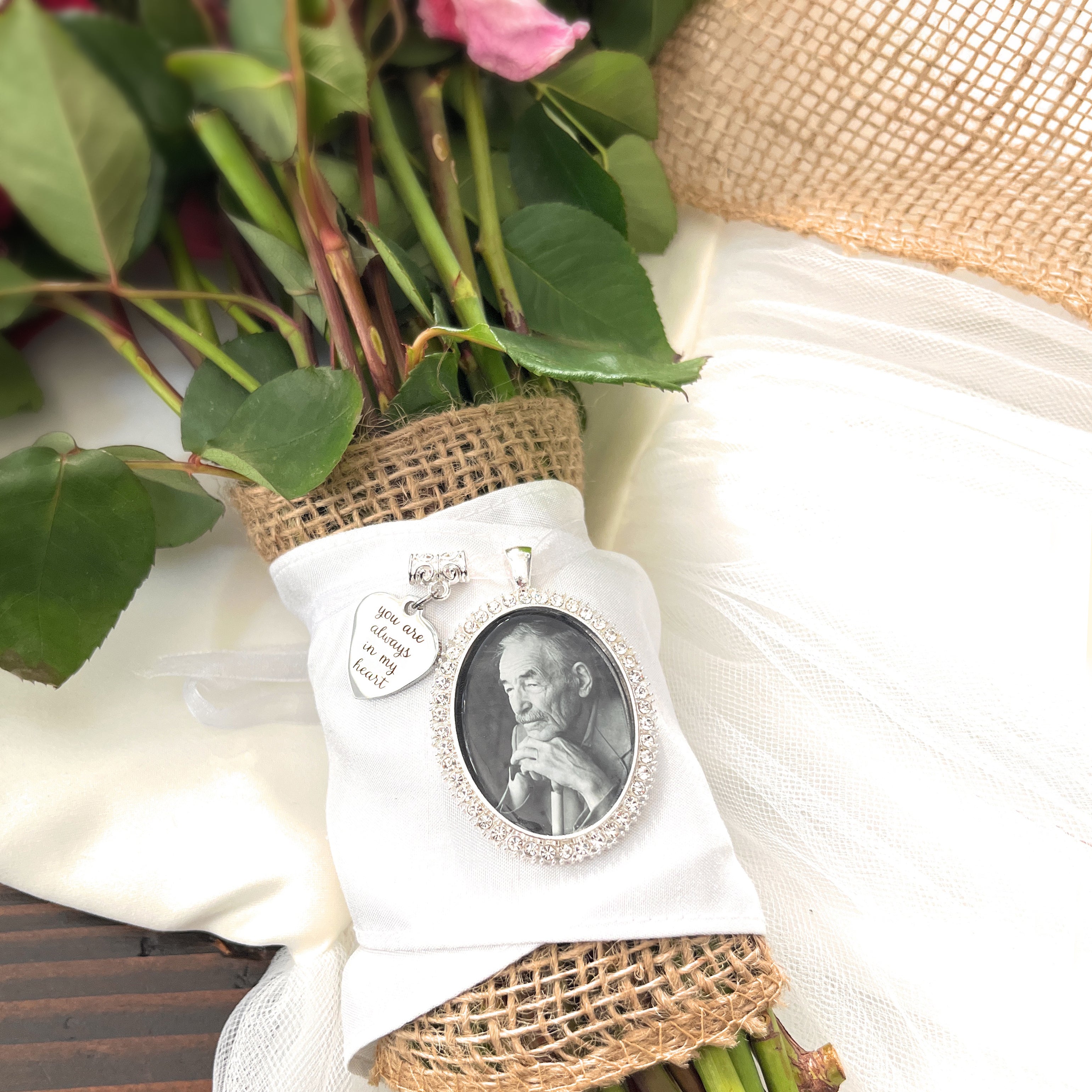 Memory Bouquet Charm with Photo for Loss of Loved One-Remembrance Gift