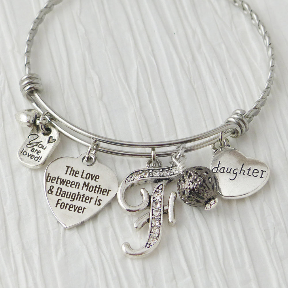The love between mother and daughter is forever- Mother Daughter Jewelry, Personalized Bangle Bracelet- Gifts for Daughters