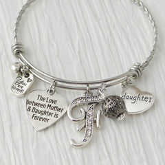 The love between mother and daughter is forever- Mother Daughter Jewelry, Personalized Bangle Bracelet- Gifts for Daughters