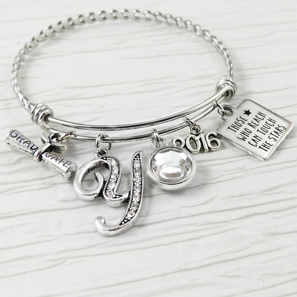 Graduation GIFTS, Bangle Bracelet, Reach for the Stars, Graduate-Jewelry-High school Graduation Gift, College Grad Gift, Graduate, Diploma