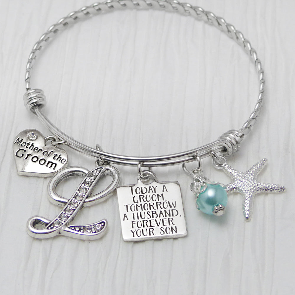 Mother of Groom Bracelet from Son, Today a Groom Tomorrow a Husband Forever your Son, Starfish Wedding Jewelry, MOG Gifts