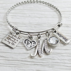 OT GIFTS , Thank you Bracelet, Occupational Therapy Gifts, Letter Bangle Bracelet-Jewelry, Occupational Therapist- Inspire, Therapist Gift