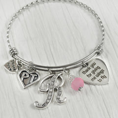 PT GIFTS, Thank you gift, Physical Therapy Gifts, Letter Bangle Bracelet- Wings to Fly, Physical Therapist, Therapist Gift, Charm Bracelet