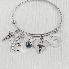 Respiratory Therapist Gifts, RT, Radiology Tech, Bangle Bracelet-Jewelry, College Grad Gift, New Grad Gifts, Personalized