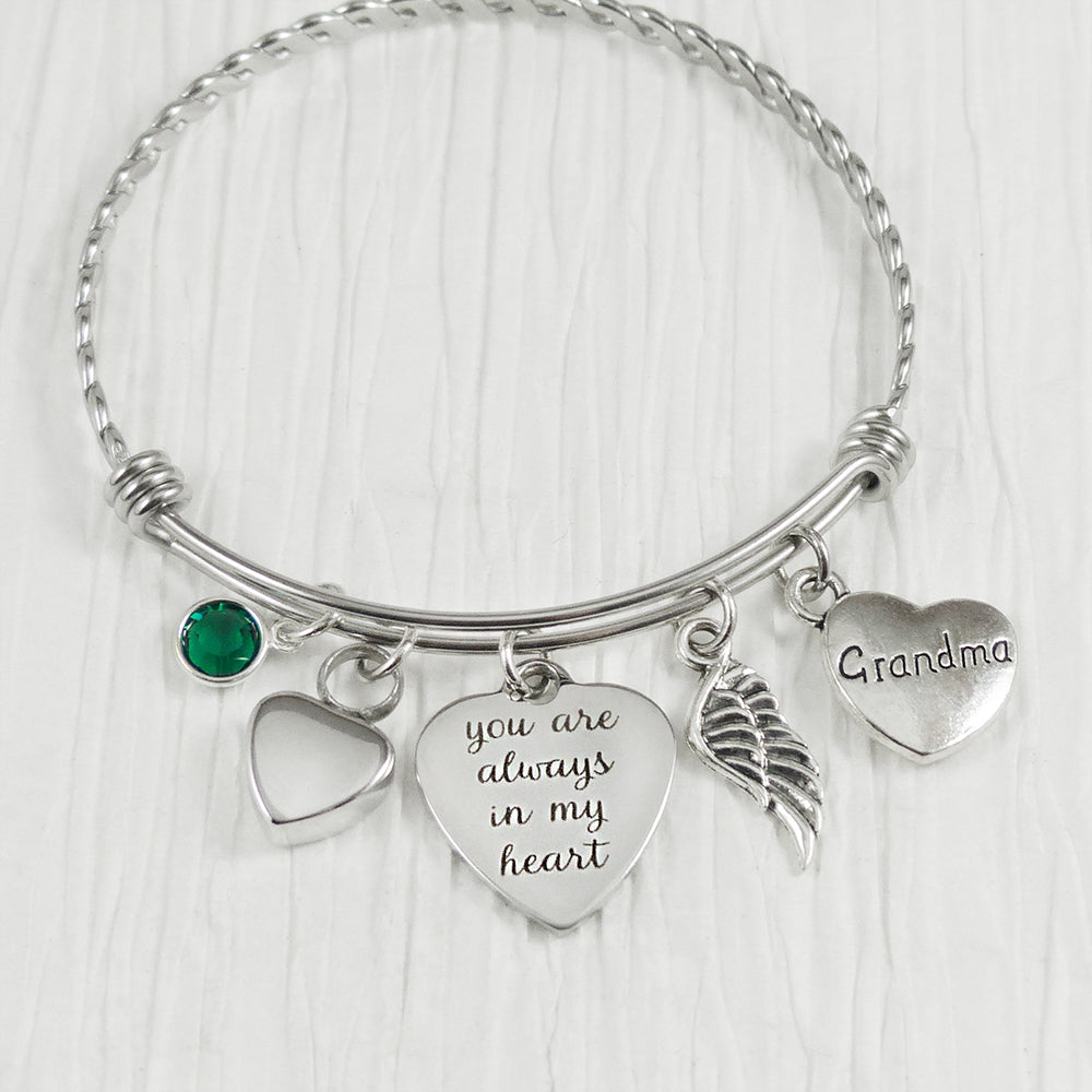 URN BRACELET, Cremation Bracelet- Loss of Grandma Bracelet, You are always in my heart