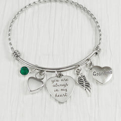 URN BRACELET, Cremation Bangle Bracelet- Loss of Grandma Bracelet, You are always in my heart, Wing, Bereavement
