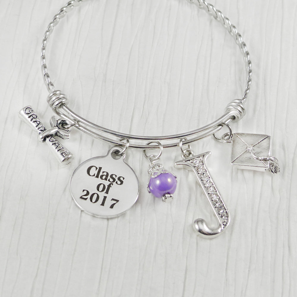 Class of 2024 Personalized Graduation Gift, "Class of" Bangle Bracelet- Jewelry- High school Grad Gifts, College Grad Gift, Graduate-Grad-2022 Senior