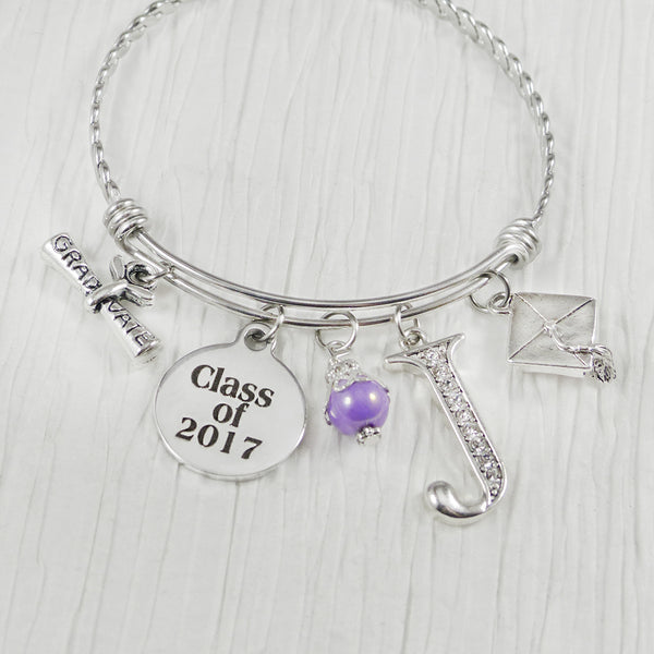 Class of 2024 Personalized Graduation Gift, "Class of" Bangle Bracelet- Jewelry- High school Grad Gifts, College Grad Gift, Graduate-Grad-2022 Senior