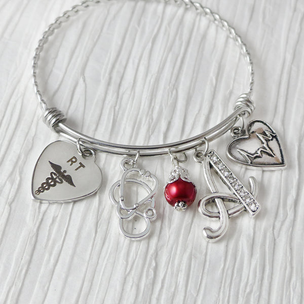 Respiratory Therapist Gifts, RT, Radiology Tech, Medical Bangle Bracelet-Jewelry, Personalized