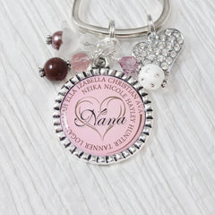 Nana Gifts, Custom Names of GRANDCHILDREN, PERSONALIZED Grandma Grammie Name, Grandma Necklace or Keychain, Mother's Day gift for Grandma