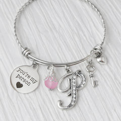 You're my person bangle bracelet, Initial BANGLE Bracelet, Personalized