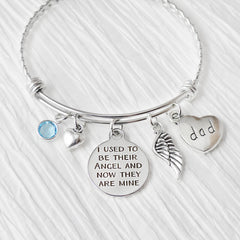 Remembrance Jewelry, Memorial Bracelet, I used to be their angel and now they are mine, Wing, Birthstone