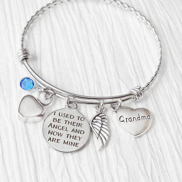 Cremation Jewelry, Urn Cremation Bracelet- Loss of Grandma Bracelet, Wing Charm, Birthstone Jewelry