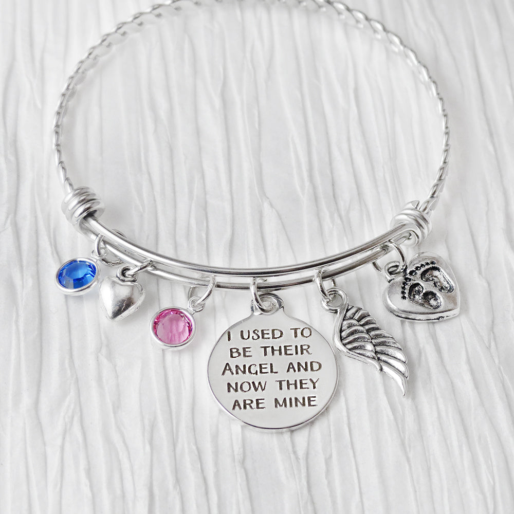 I used to be their angel and now they are mine Jewelry, Angel Wing Bracelet, Remembrance, Infant Loss, Birthstone