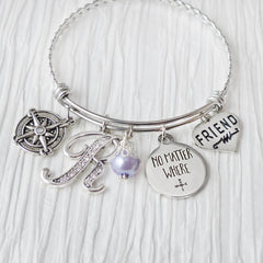 No Matter Where Bracelet, Compass Bracelet, Friendship Bracelet, Friend, Personalized Bangle- Best Friend Jewelry-Long Distance Relationship