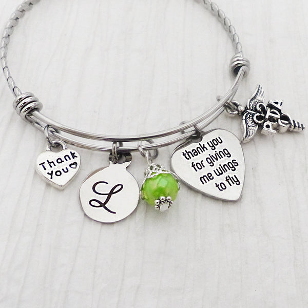 Physical Therapy Assistant GIFTS, Thank you gift, PTA Jewelry, Letter Bangle Bracelet- Wings to Fly, Physical Therapist, Therapist Gift