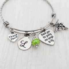 Physical Therapy Assistant GIFTS, Thank you gift, PTA Jewelry, Letter Bangle Bracelet- Wings to Fly, Physical Therapist, Therapist Gift