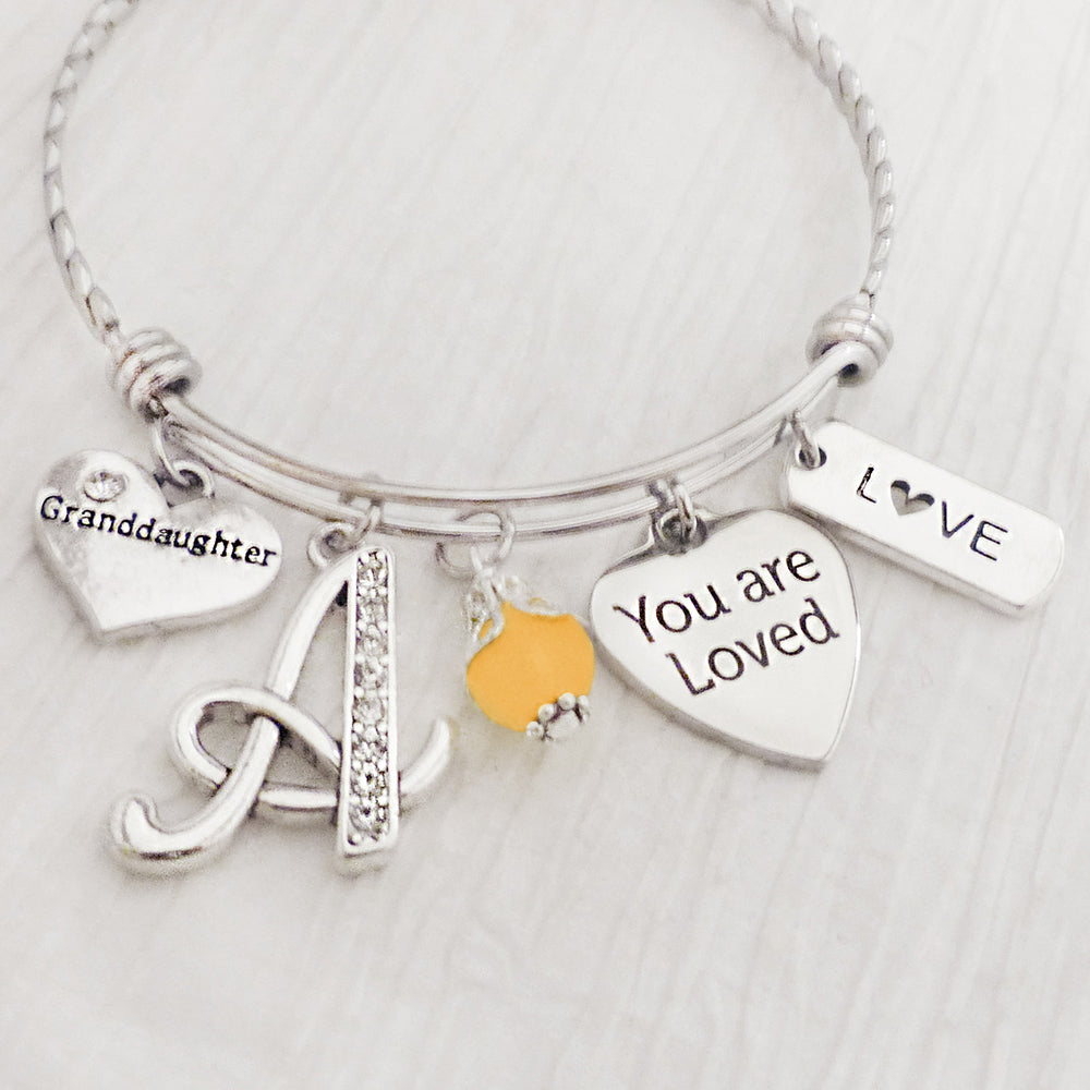 Granddaughter Bracelet, Personalized Bangle Bracelet, Gifts for Granddaughter from Grandma, Birthday