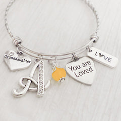 Granddaughter Bracelet, Personalized Bangle Bracelet, Gifts for Granddaughter from Grandma, Birthday