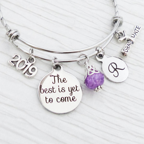 2024 Grad Gift for her-The best is yet to come graduation gifts, Personalized Bangle Bracelet- Jewelry- High school Graduation Gift