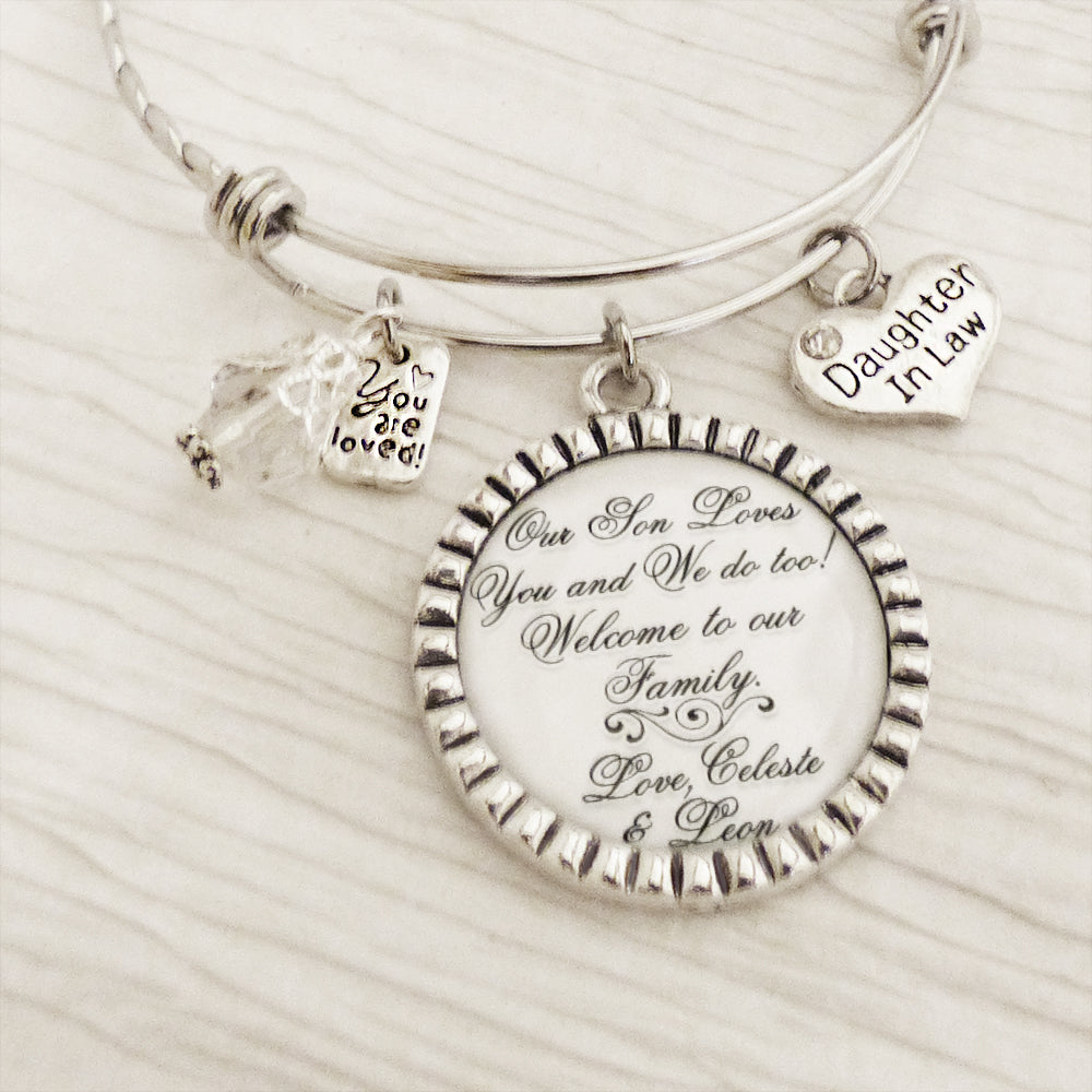 Daughter in law Gifts- Welcome to our family - Gift to Daughter in Law-Wedding Gift - Rehearsal Dinner, Shower gift- Wedding Keepsake, White