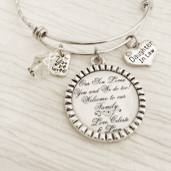 Daughter in law Gifts- Welcome to our family - Gift to Daughter in Law-Wedding Gift - Rehearsal Dinner, Shower gift- Wedding Keepsake, White