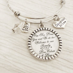 Daughter in law Gifts- Welcome to our family - Gift to Daughter in Law-Wedding Gift - Rehearsal Dinner, Shower gift- Wedding Keepsake, White