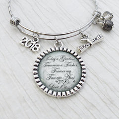 Personalized Graduation Gift, Today a Graduate Bangle, Bangle Bracelet, Graduate, Jewelry, Teacher Graduate Gifts, Grey