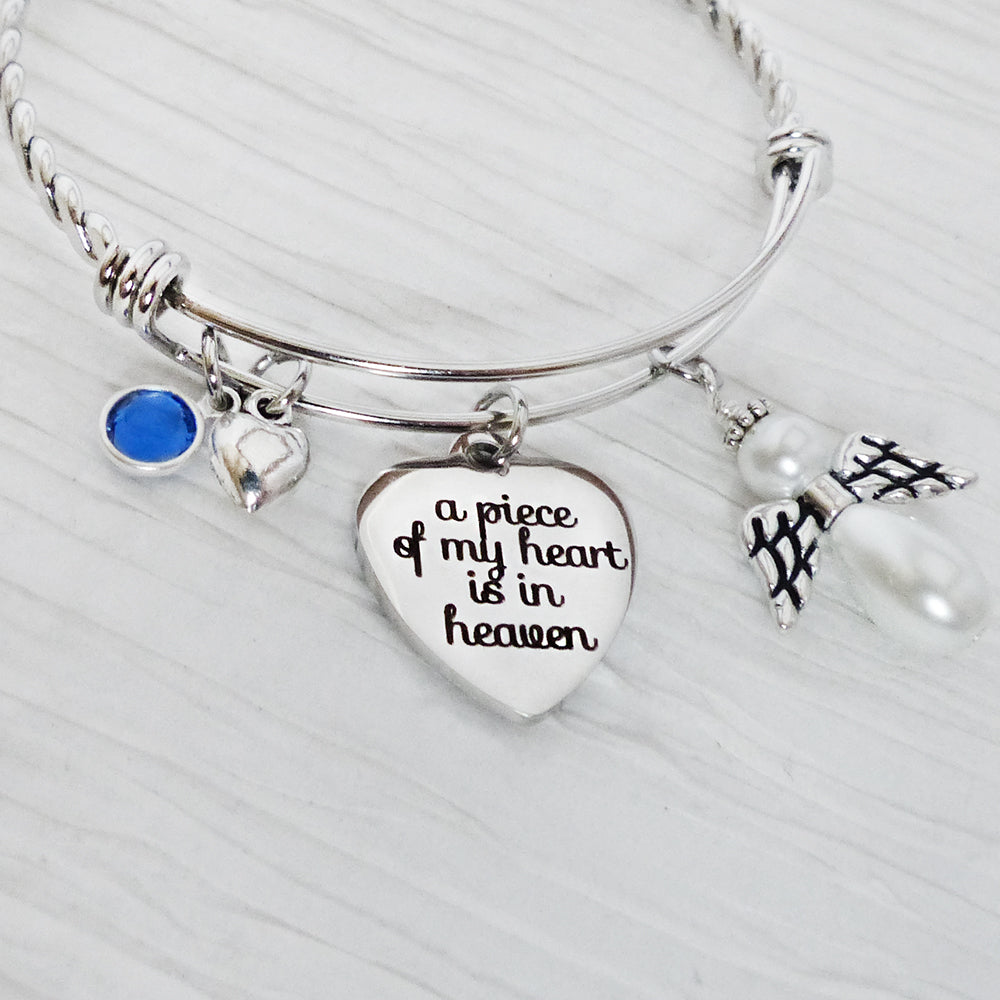 Memorial Jewelry Angel Wing Bracelet-Loss Bracelet ,A piece of my heart is in heaven, wing, Bracelet