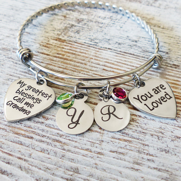 Gifts for Grandma-My Greatest Blessings Call Me Grandma-Birthday Gifts-Custom Birthstone Bracelet
