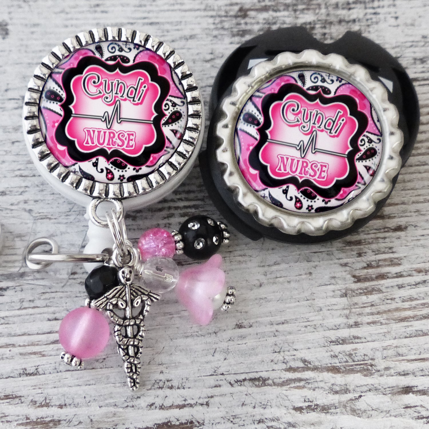 Custom Cardiac Nurse Gifts-Paisley Nursing Badge Holder with matching Stethoscope Name Tag Set-Personalized ID Badges for RN-Retractable Badge Holder