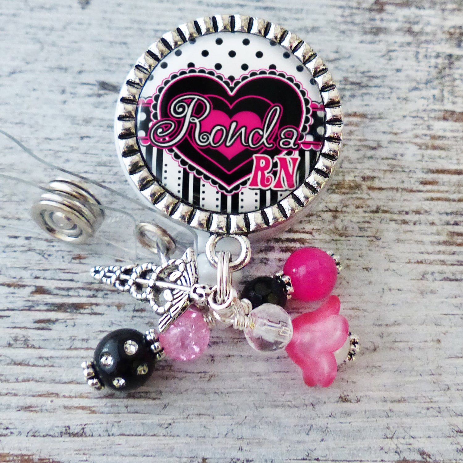 Cardiac RN Badge Holder, Personalized ID Badges for Nurses, NP, BSN, CNA, Retractable Holder with Name and Title