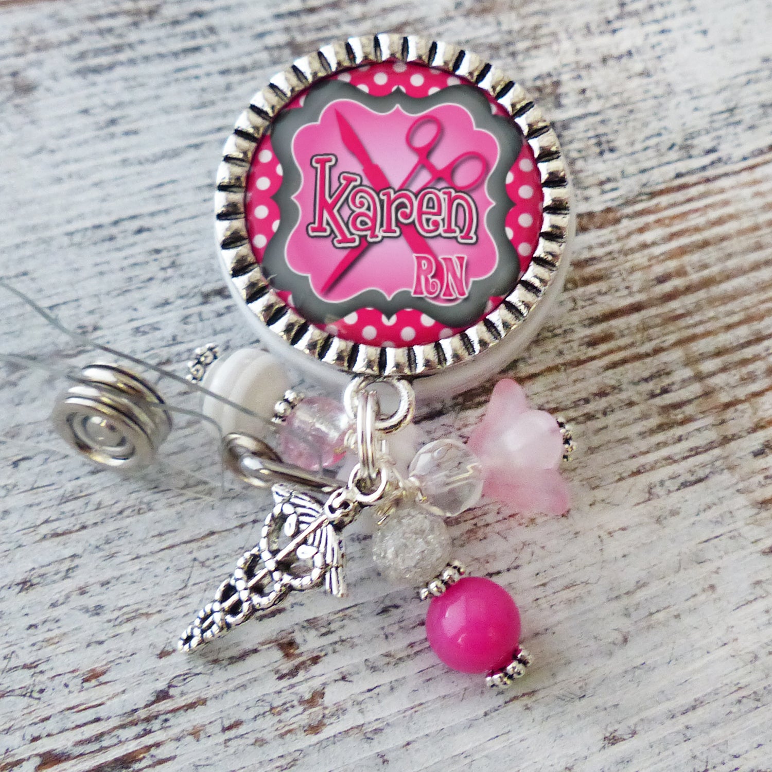 Surgical Tech Badge Reel, Personalized ID Badges Surgical Technicians, Scissors Scalpel, ST Badge-RN