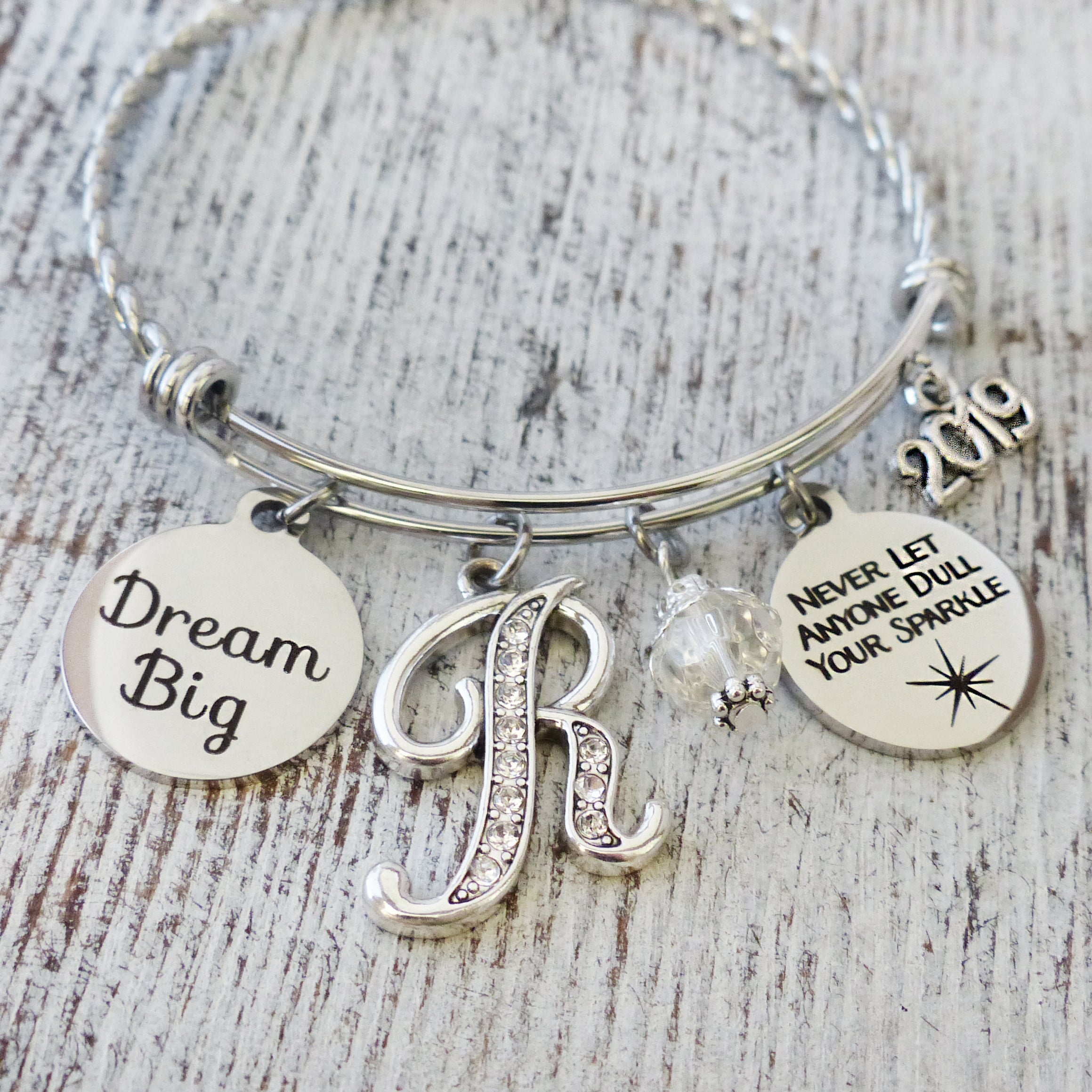 Dream Big Graduation Bracelet, Never let anyone dull your sparkle, Graduation Bracelet, College Grad Gift, Personalized, Graduation Gifts for Her