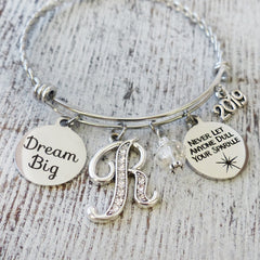 Dream Big Graduation Bracelet, Never let anyone dull your sparkle, Graduation Bracelet, College Grad Gift, Personalized, Graduation Gifts for Her