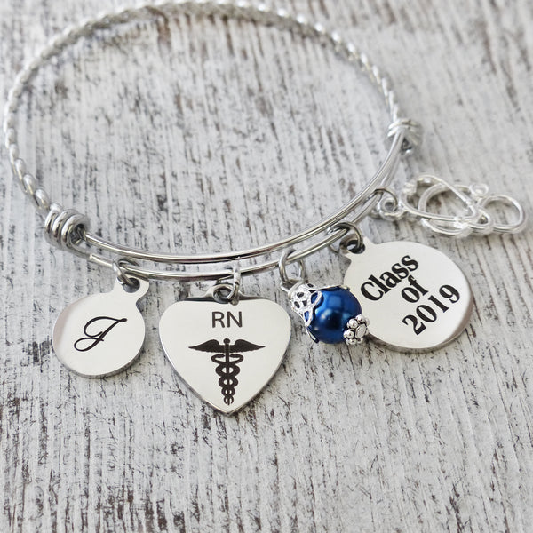 RN Graduation Gifts, Personalized RN jewelry gifts, Graduation Bracelet, College Grad Gift, Personalized, Graduation Gifts for Her