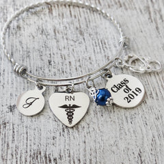 RN Graduation Gifts, Personalized RN jewelry gifts, Graduation Bracelet, College Grad Gift, Personalized, Graduation Gifts for Her