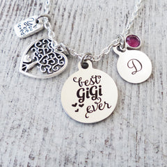 Grandma Gifts for Mother's Day, Best GiGi Ever Personalized Necklace, Birthstone, You are Loved, Family Tree, Birthday Gifts for Grandma