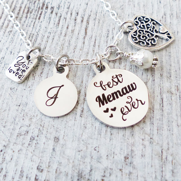 Grandma Gifts for Mother's Day, Best Memaw Ever Personalized Necklace, Birthstone, You are Loved, Family Tree, Birthday Gifts for Grandma