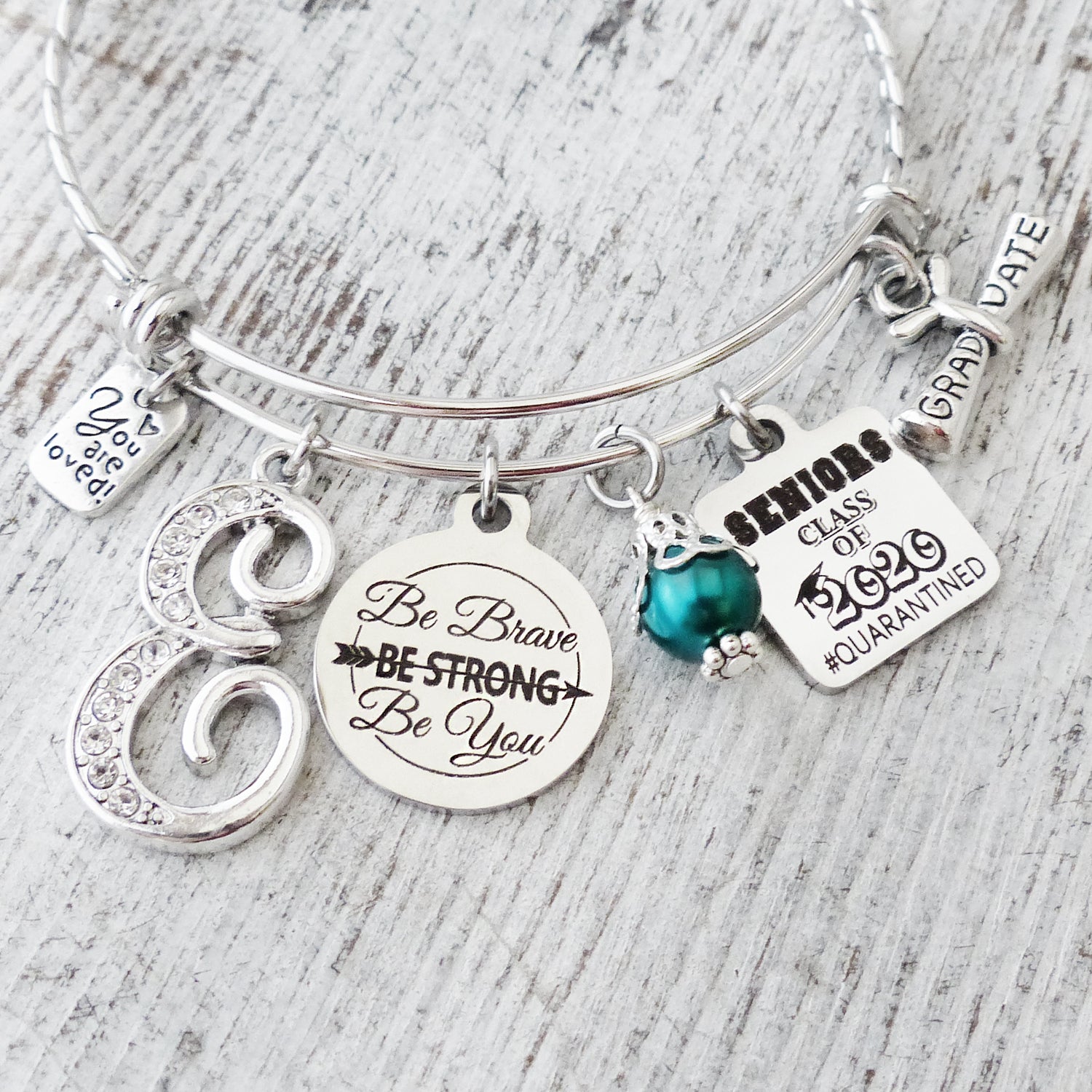 Quarantine Graduation Gifts, Seniors Class of 2021 #Quarantined Jewelry-Be Brave Be Strong Be You