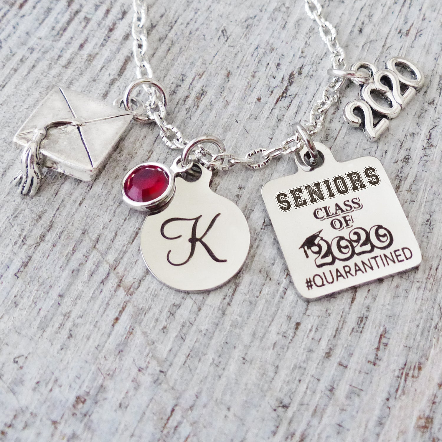Quarantined Graduation Gifts, Seniors Class of 2021 #Quarantined, Personalized Graduate Necklace