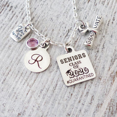 Senior Quarantined Graduation Gifts, Seniors Class of 2021 #Quarantined Necklace-Custom Grad Present