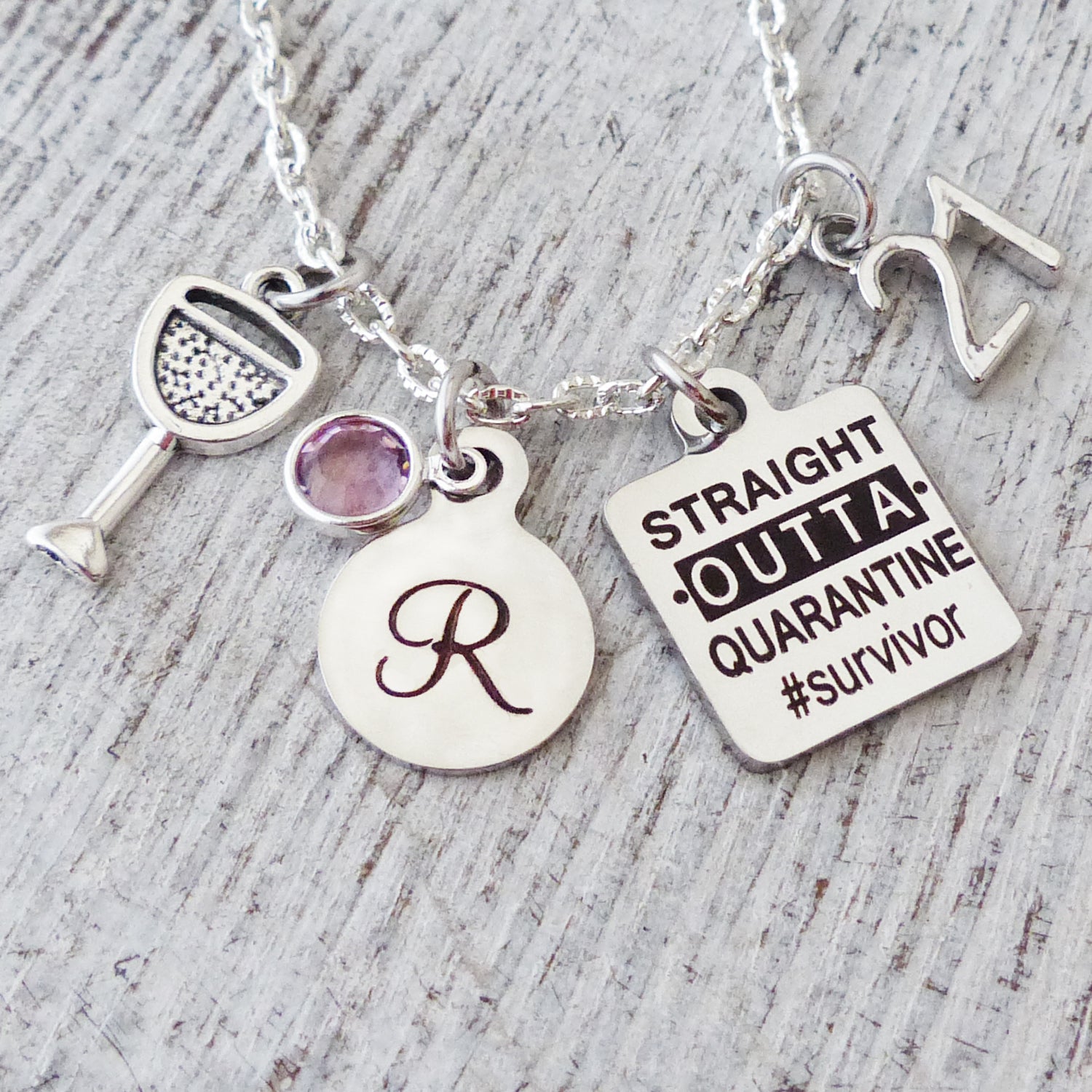 Quarantined 21st Birthday Gifts, Straight Outta Quarantine #survivor Necklace, Best Friend Gifts, 21